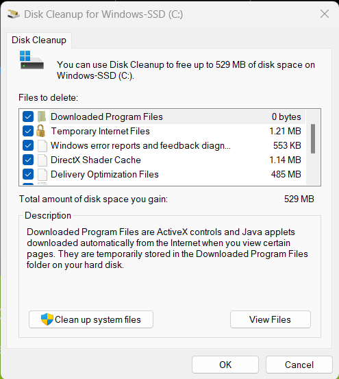 Disk Cleanup on Windows 11